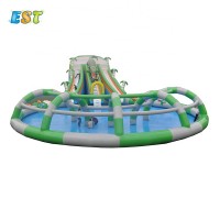 High quality outdoor commercial large adult inflatable water park with slide and pool for sale