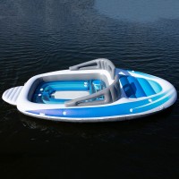 Portable 6 person floating inflatable bay breeze boat party island with cup holder for summer water party fun