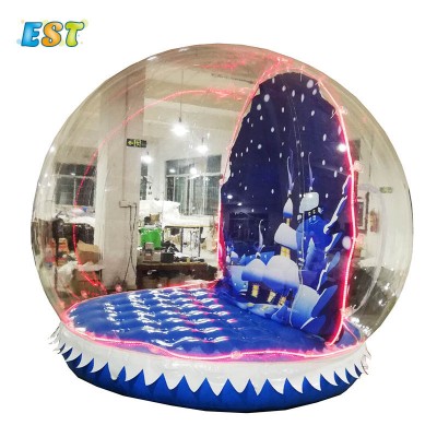 Customized logo personalized transparent inflatable wedding snow globes with led light