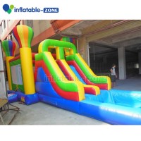 Inflatable fire balloon jumping bounce house with water slide, kids inflatable slide with water pool