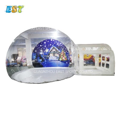 Luxury human size inflatable empty snow globe with Christmas holiday ornament for advertising